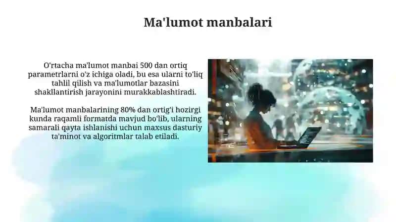 Ma'lumot axborot bilimlar bazasi va ma'lumotlarni qayta ishlash 4