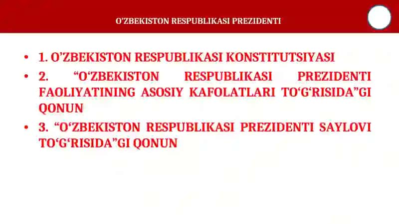 YANGI O’ZBEKISTONDA PREZIDENT SH.M.MIRZIYOYEV RAHBARLIGI VA TASHABBUSI OSTIDA AMALGA OSHIRILAYOTGAN ISLOHOTLAR 4