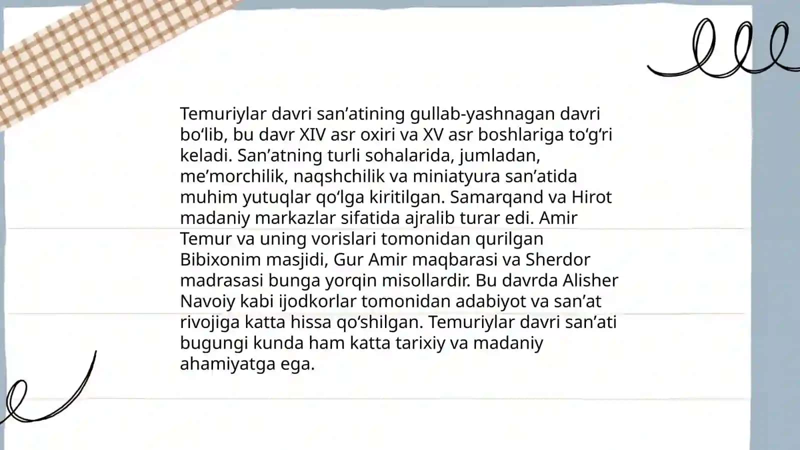 Temuriylar davrida ma'naviy-ma'rifiy yuksalish 4
