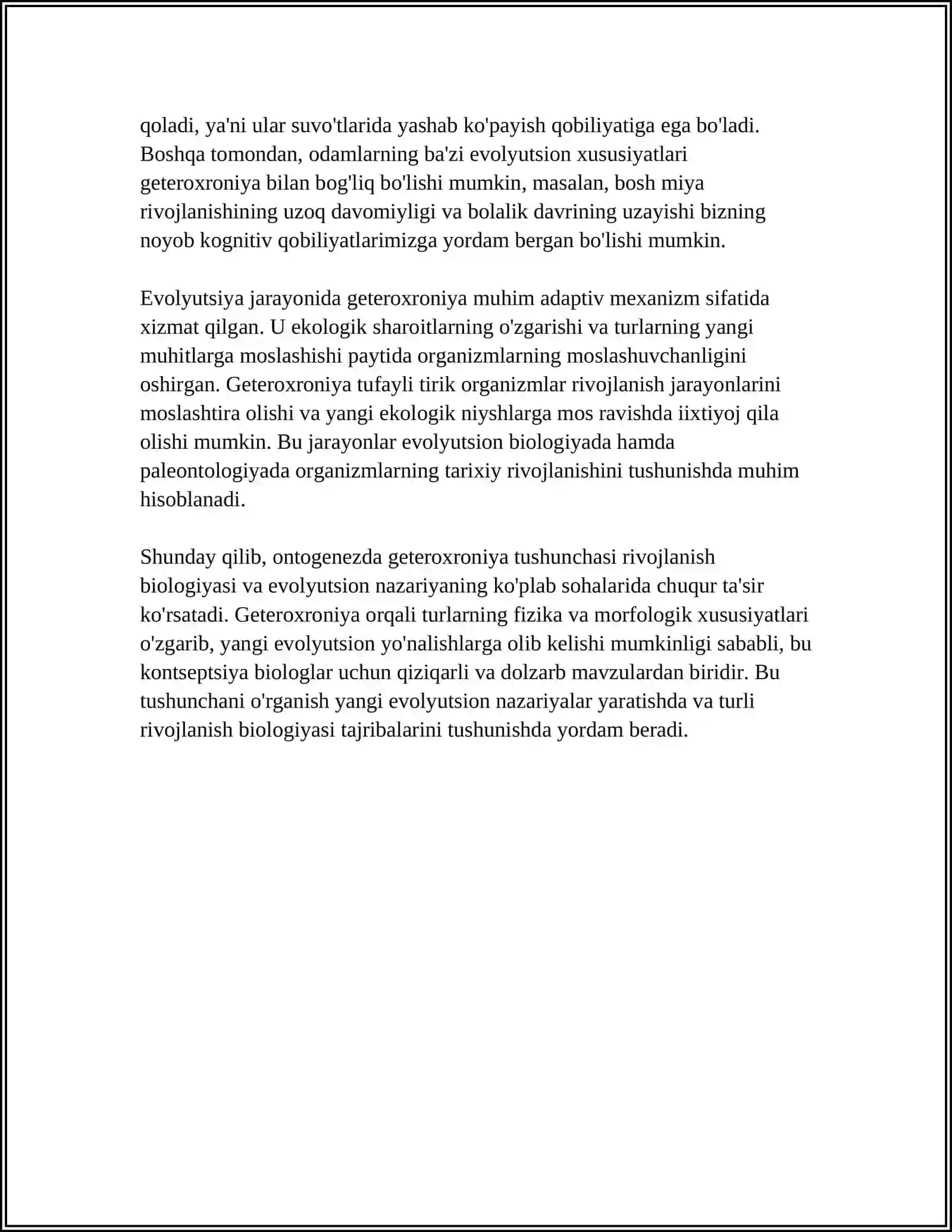 ÒSISH VA RIVOJLANISH GETEROXRONIYASINI JADVAL VA SXEMALAR TARZIDA O'RGANIB CHIQISH 4