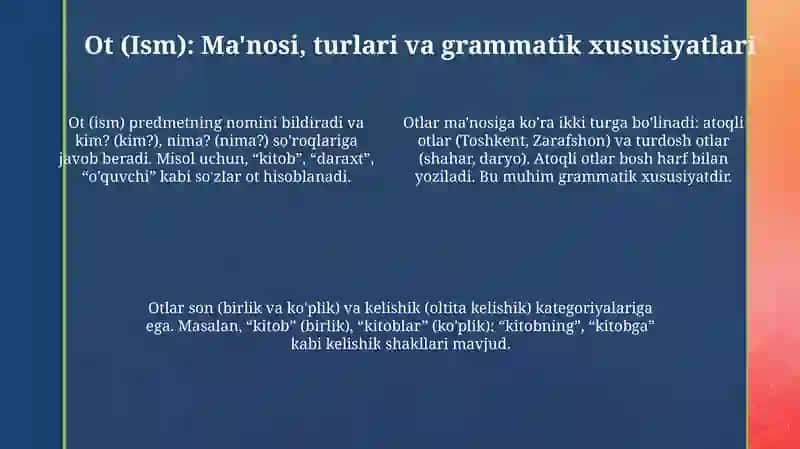 Oʻzbek tilida mustaqil soʻz turkumlari 4