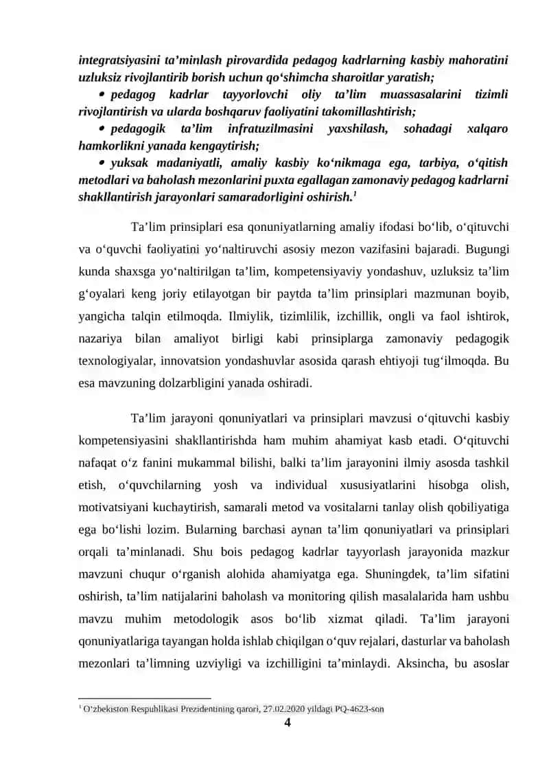 Ta'lim jarayoni qonuniyatlari va prinsiplari (KURS ISHI) 4