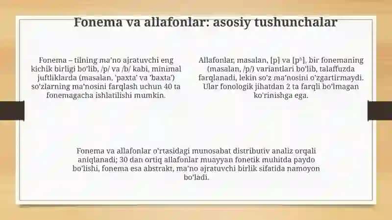 Tilning fonetik fanologik sathi 4