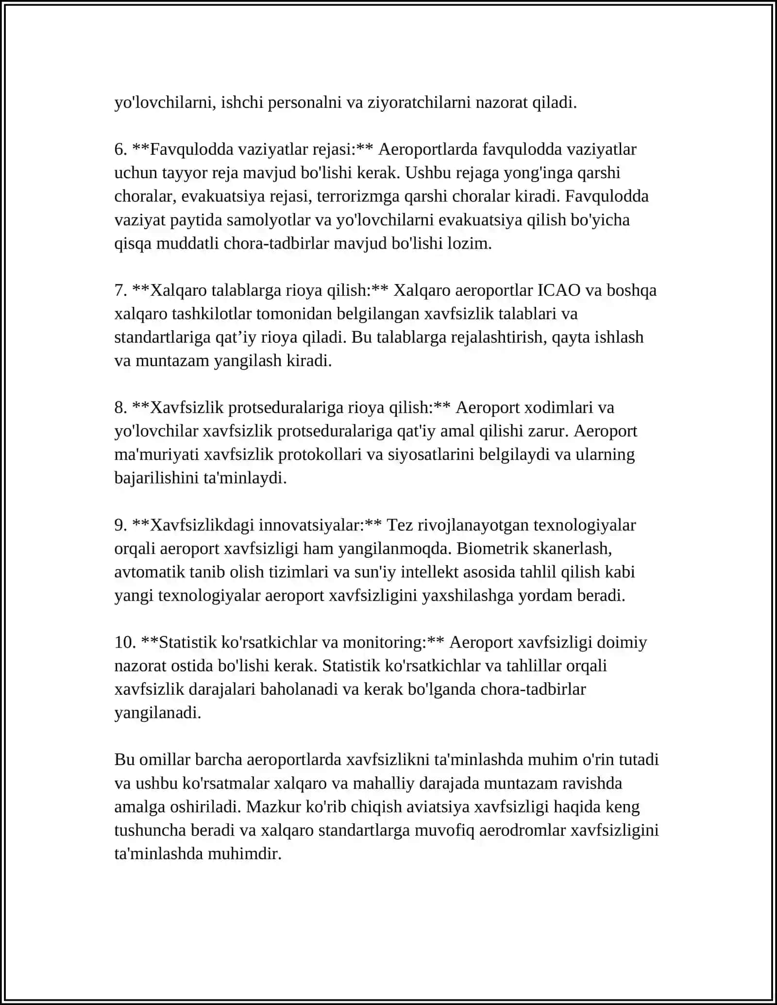AERODROMLARNI EKSPLUATATSIYA QILISHGA QO‘YILADIGAN TALABLAR 4