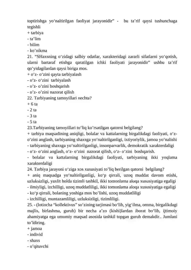 Boshlang’ich ta’lim pedagogikasi nazorat testlari 4