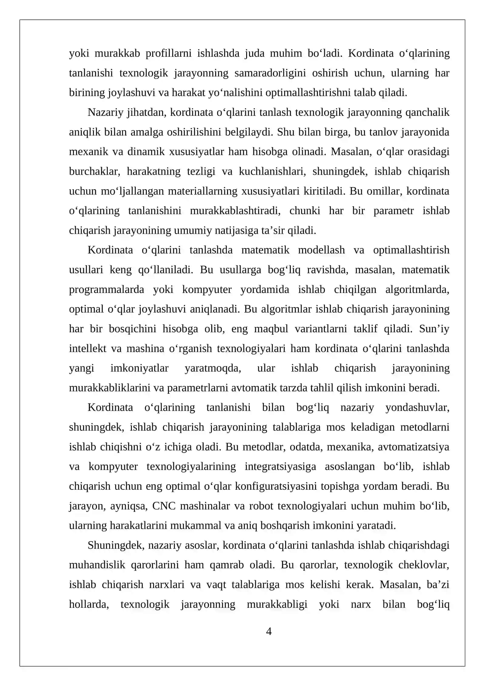 Kordinata o'qlarini tanlashning asosiy nazariyasi 4