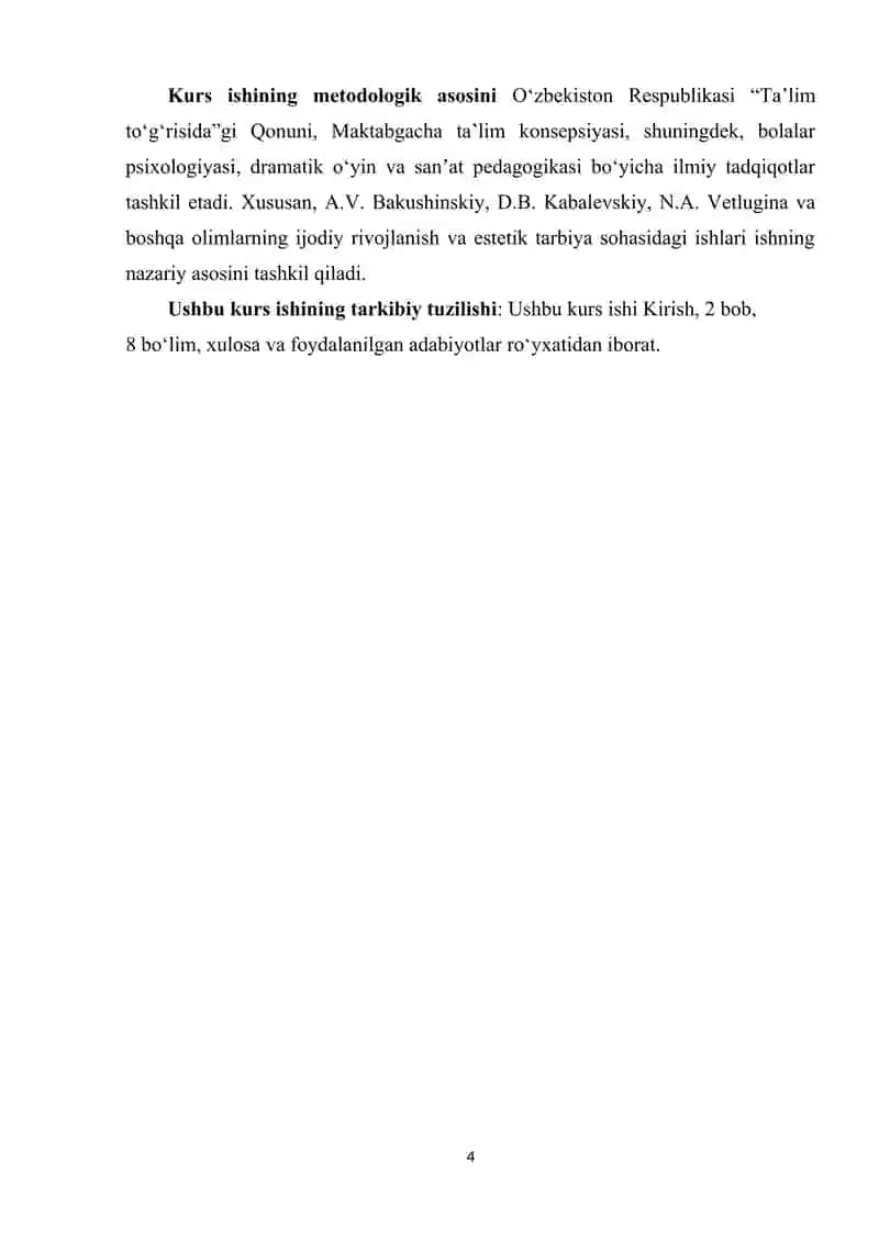 Sahnalashtirish faoliyati jarayonida bolalarda ijodkorlikni rivojlantirish usullari. 4