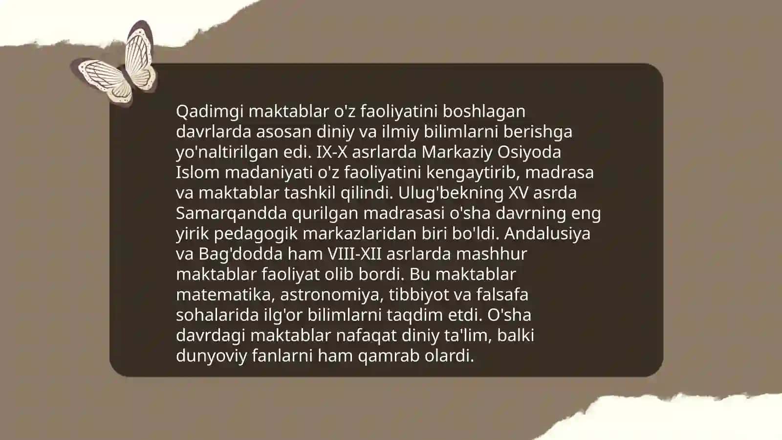 O‘rta Osiyoda qadimgi davrlardan IX asrning birinchi yarmigacha ta’lim, maktab va pedagogik g‘oyalar 4