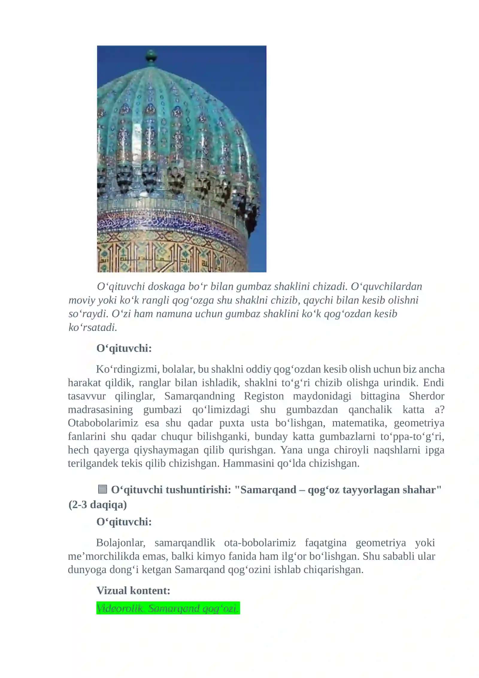 7-mavzu Boqiy shaharlarimiz   Metodologiya  Dars ssenariysi 4