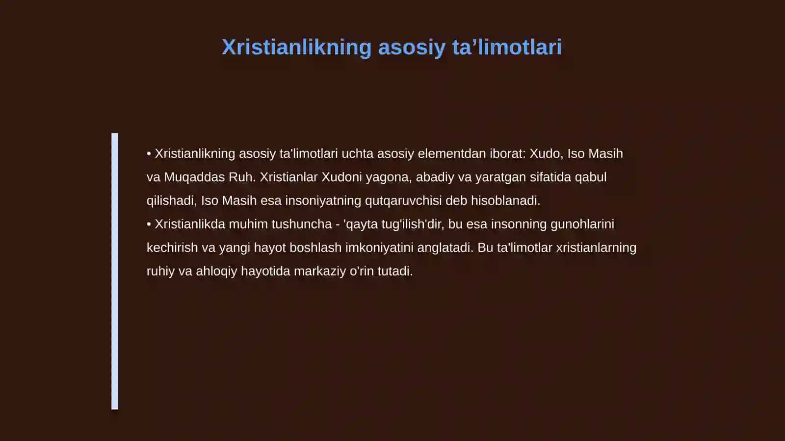 Dinshunoslik fanidan Xristianlik dinining taʼlimoti va aqidasi 4