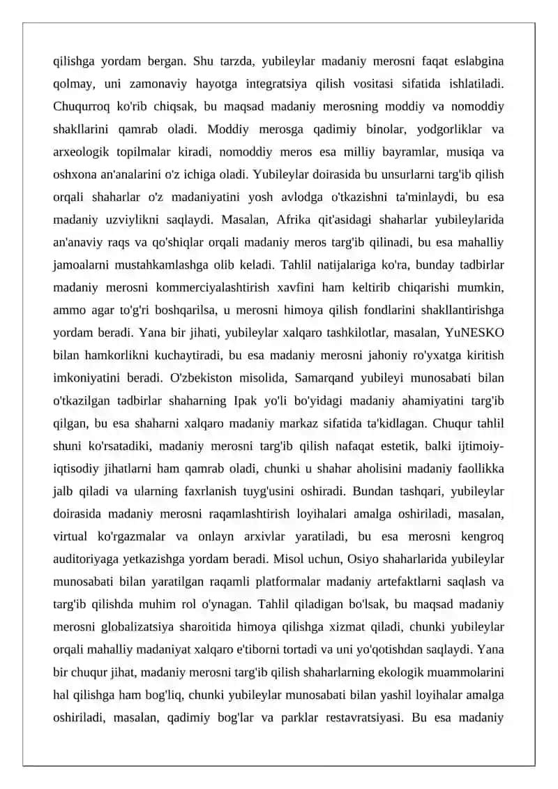 Tarixiy shaharlarning yubileylarini xalqaro miqyosda nishonlash 4