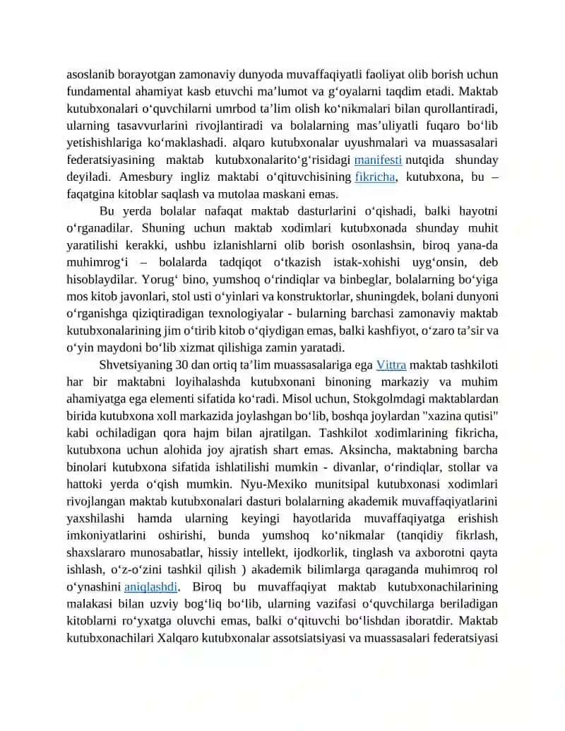 Oʻquv xonalarini va maktab kutibxonasini moddiy texnik baza bilan ta’minlanishida 4