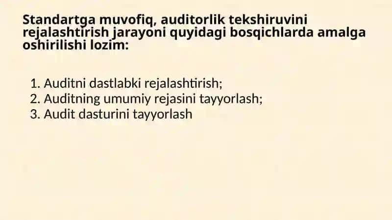 AUDITORLIK TEKSHIRUVINI REJALASHTIRISH 4