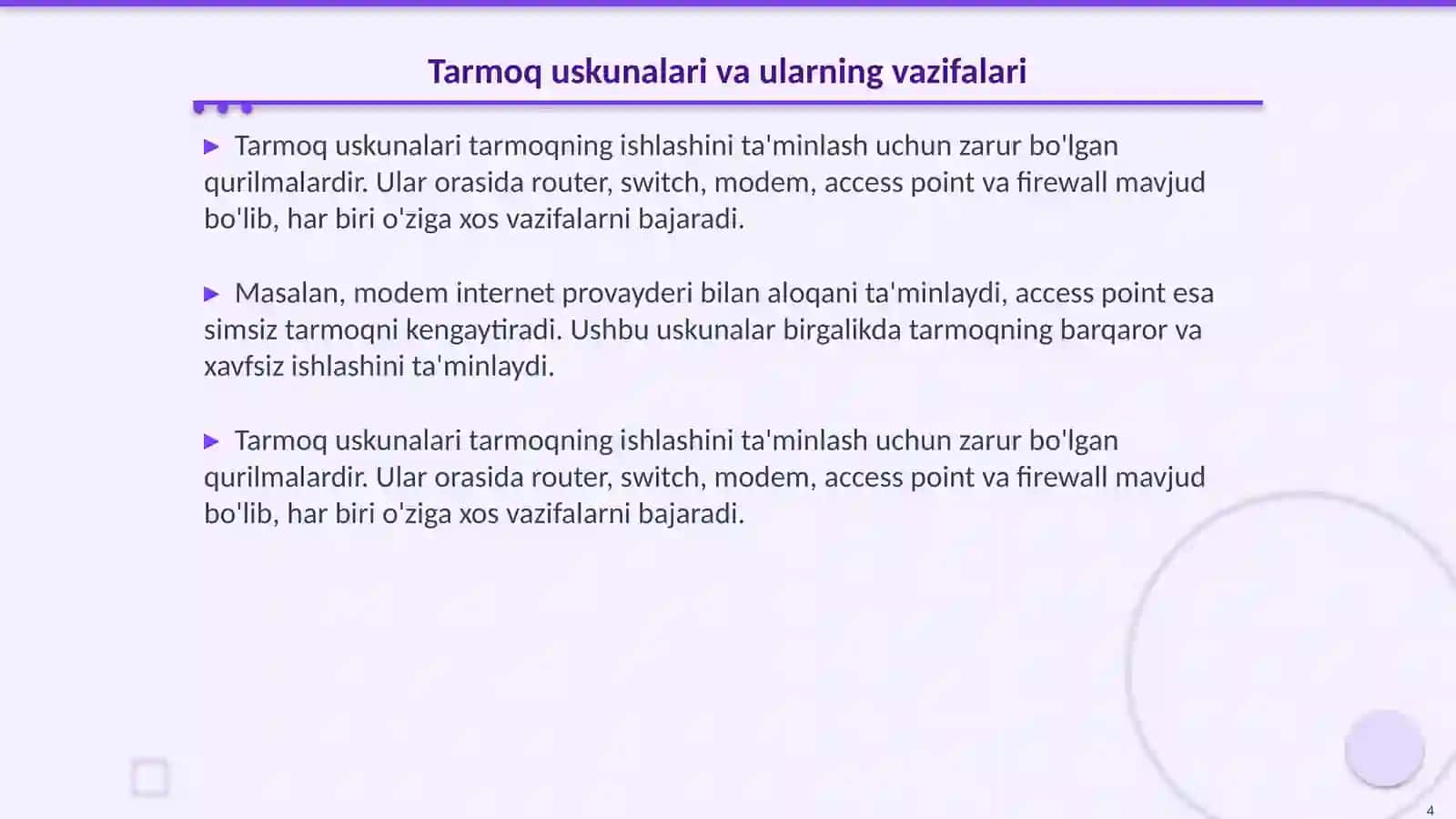 Kompyuter tarmoqlari vositalari va ularning turlari 4