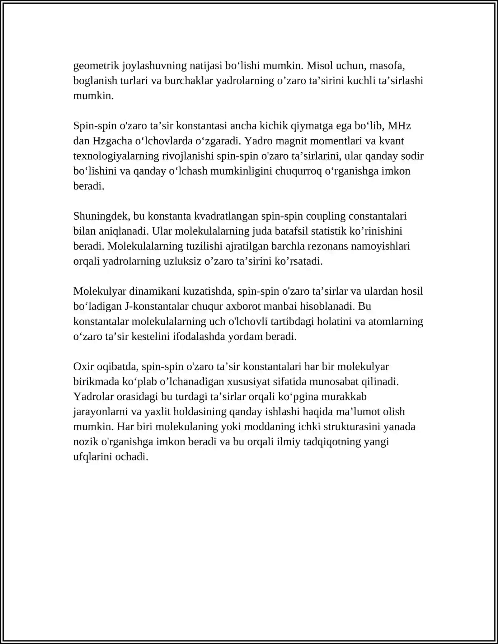 SPIN-SPIN TA'SIR KONSTANTASI.MODDANING FAZOVIY TUZILISHINI ANIQLASH USULLARI 4