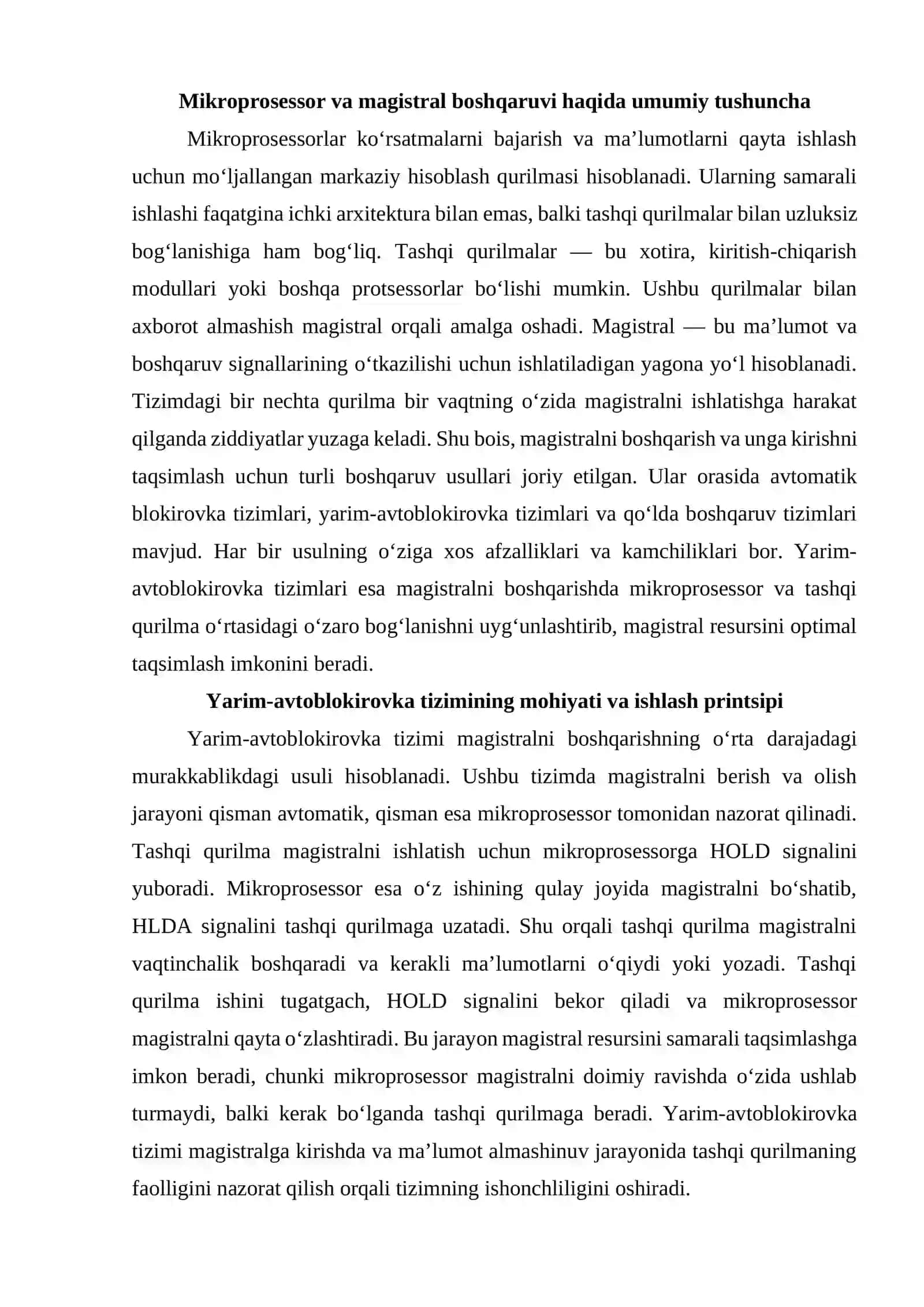 MAVZU: MIKROPROSESSORNI YARIM-AVTOBLOKIROVKA (MYAB) TIZIMLARI. 4
