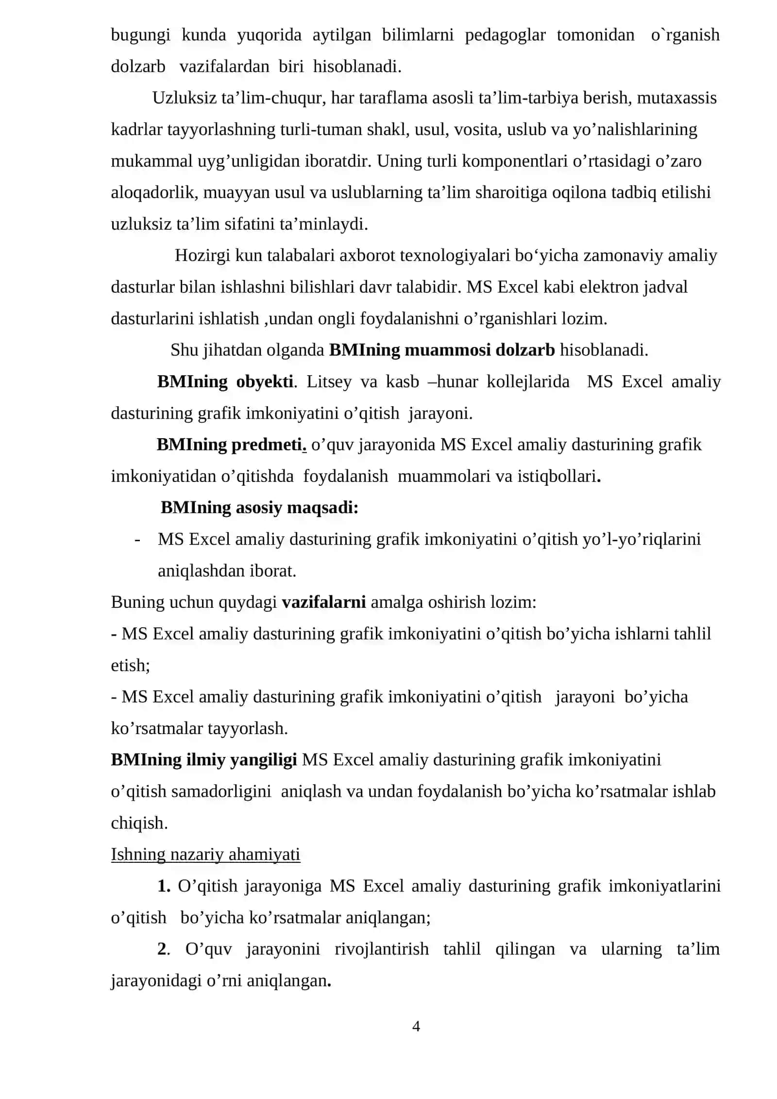 Ta’lim tizimida excel dasturining grafik imkoniyatlarini o’qitish 4
