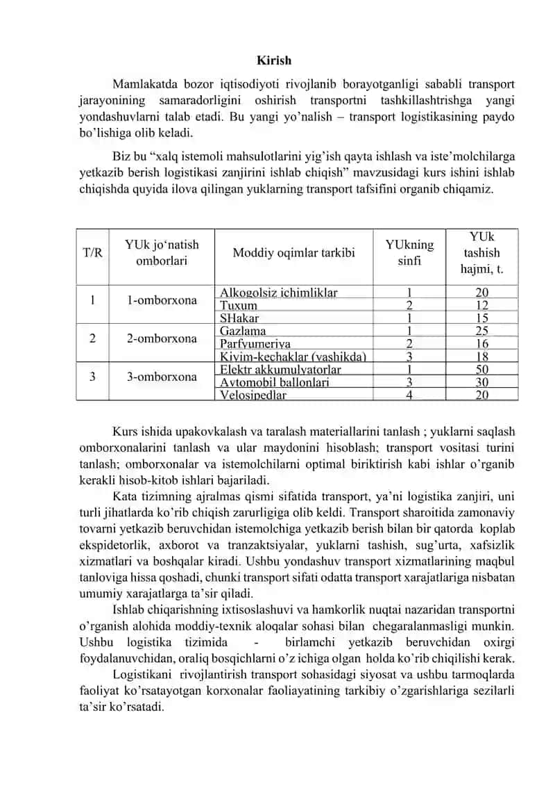 Logistika kurs ishi 4