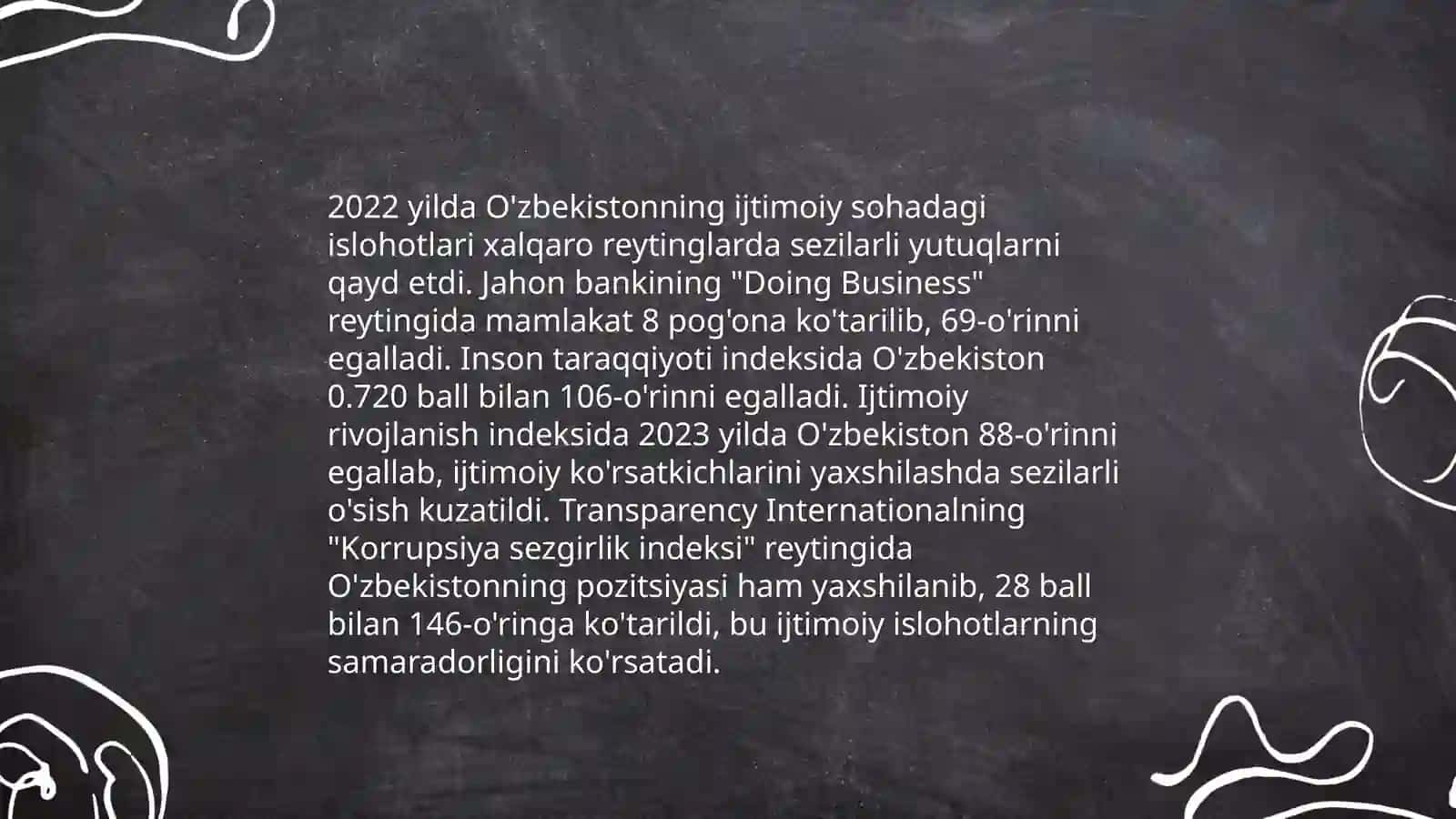 Yangi O'zbekiston ijtimoiy-siyosiy, iqtisodiy va madaniy hayotida ro'y berayotgan o'zgarishlarning xalqaro reyting va indekslarda aks etishi 4