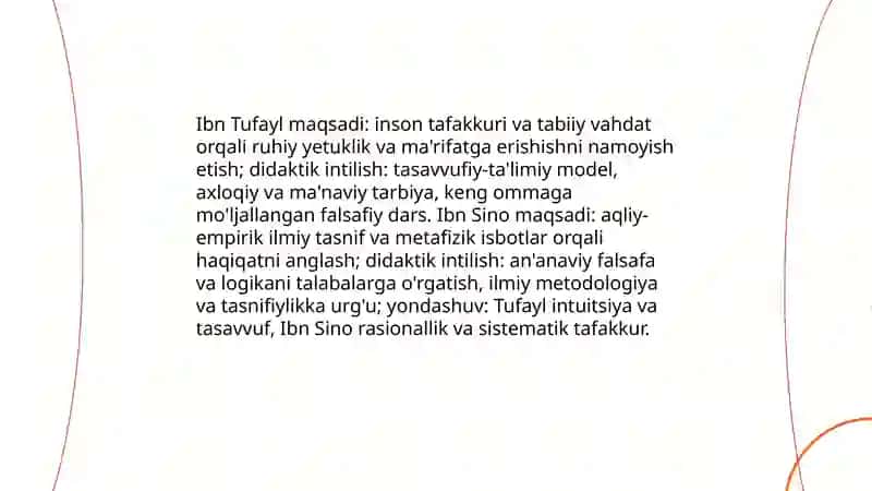Ibn Tufayl va Ibn Sinoning "Xay ibn Yakzon " risolasini qiyosiy tahlil qilish 4