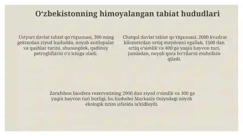 O'zbekistonning Qo'riqlanadigan Hududlari 4
