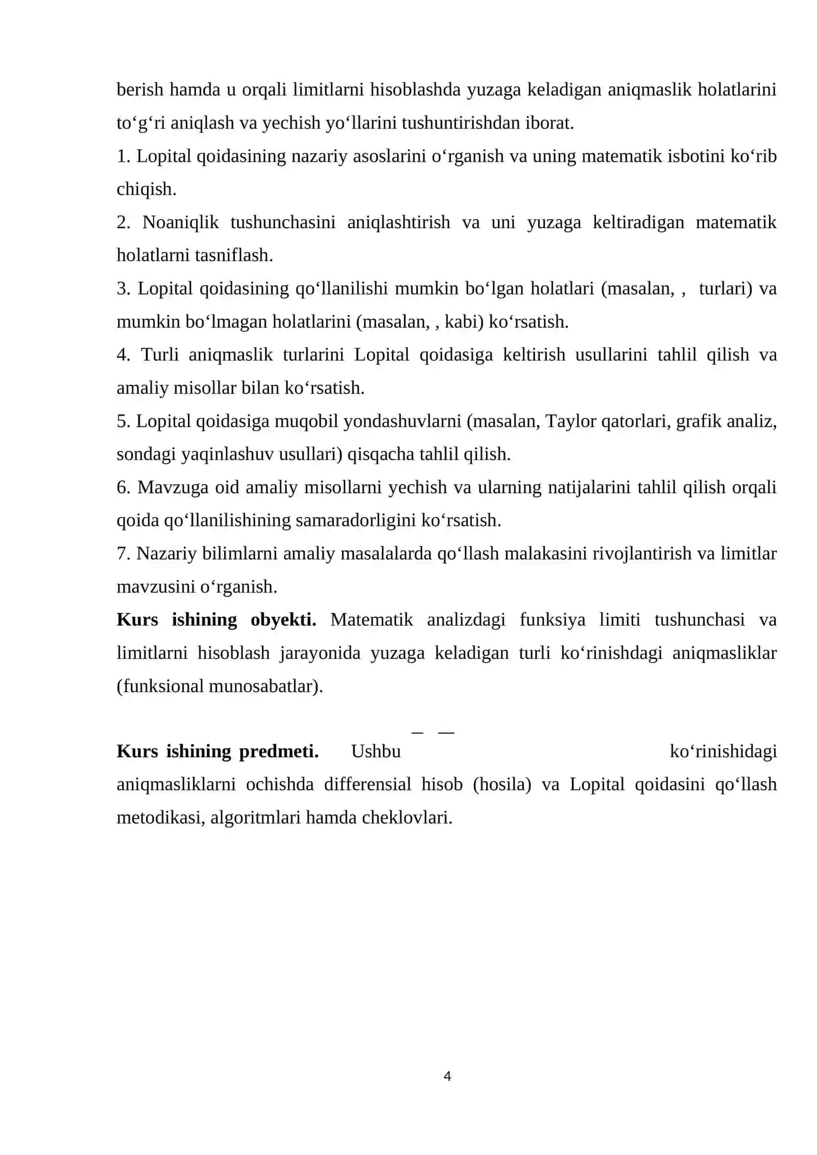 Aniqmasliklar. Aniqmasliklarni ochishning Lopital qoidasi 4