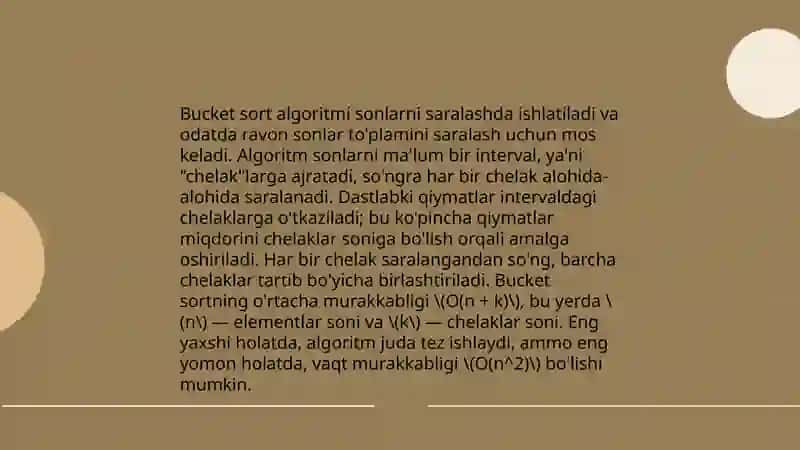 Radix Sort va Bucket Sort algoritmlari 4