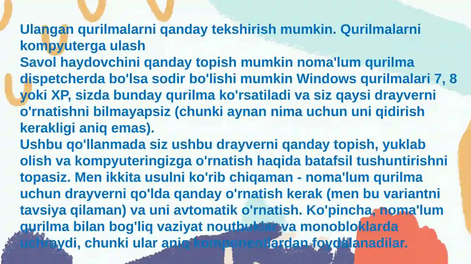 Kompyuterlarga ulangan texnik qurilmalar holatini tekshirish va boshqarish Direst 4