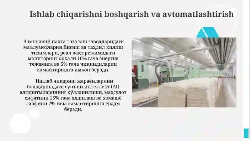 Paxta tozalash korxonalarining asosiy bolimlari va ulrani funksiyalari 4