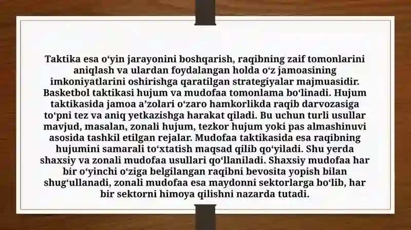 Basketbol o'yin texnikasi va taktikasi (TAQDIMOT) 4