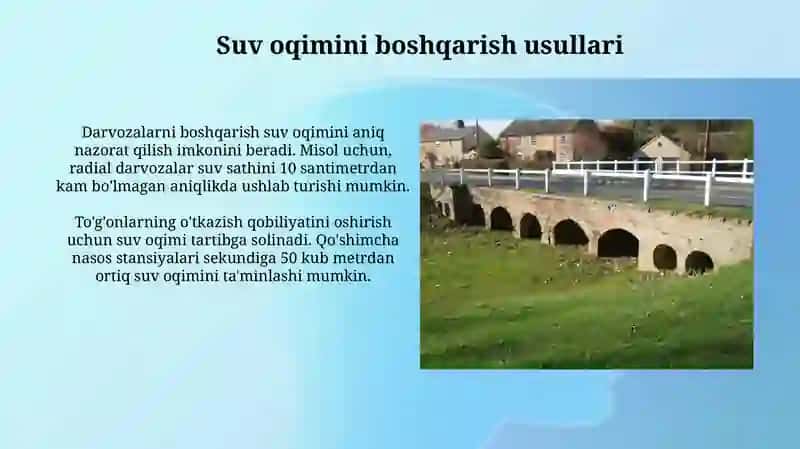 Gidravlik inshootlarda suv oqimini boshqarish va xavfsizlik masalalari 4