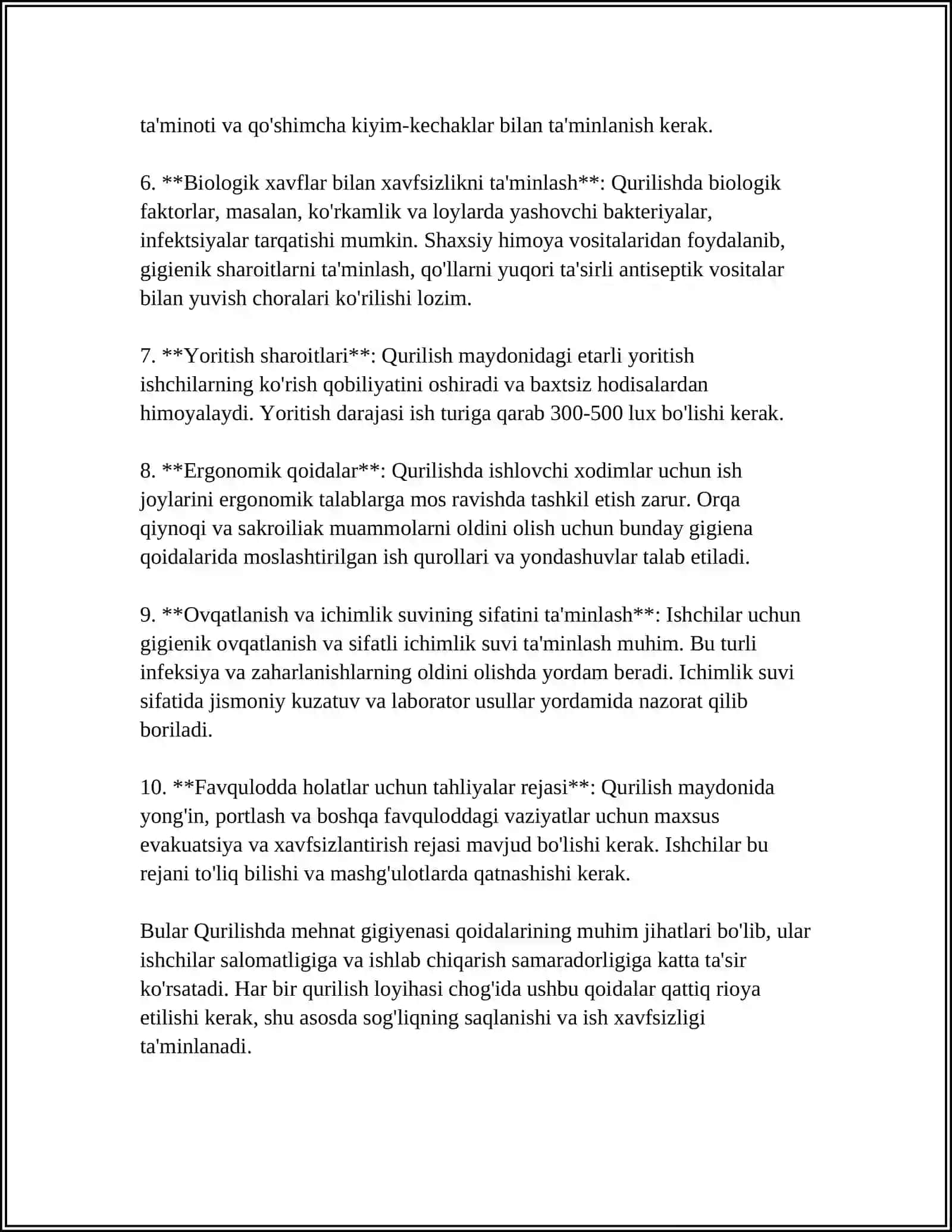 Qurilishda Mehnat Gigiyanasi Qoidalari 4