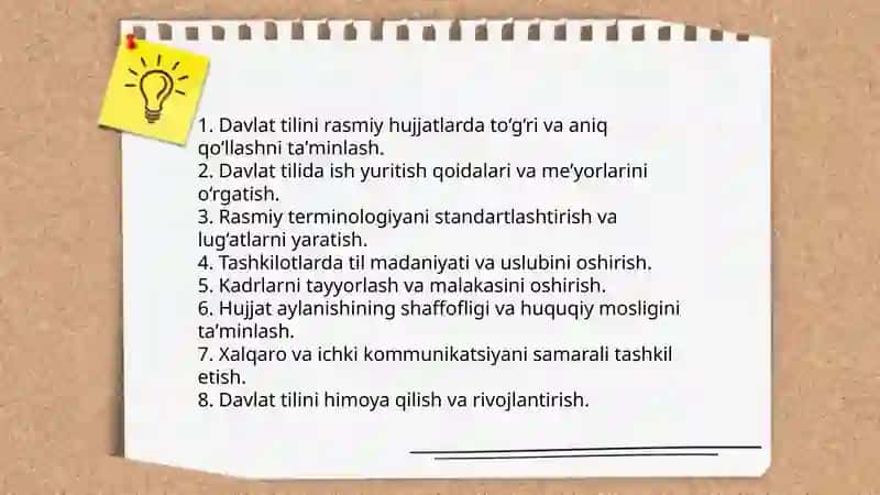 Davlat tilida ish yuritish fanining maqsad va vazifalari 4