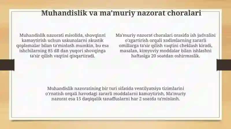 Kasb kasalliklarini oldini olish 4
