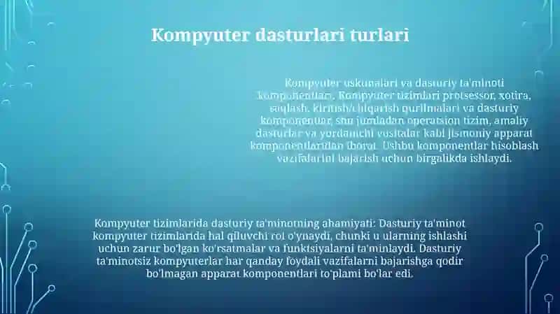 Kompyuterlarning Dasturiy Va Texnik Ta'Minoti Haqida Tushuncha 4