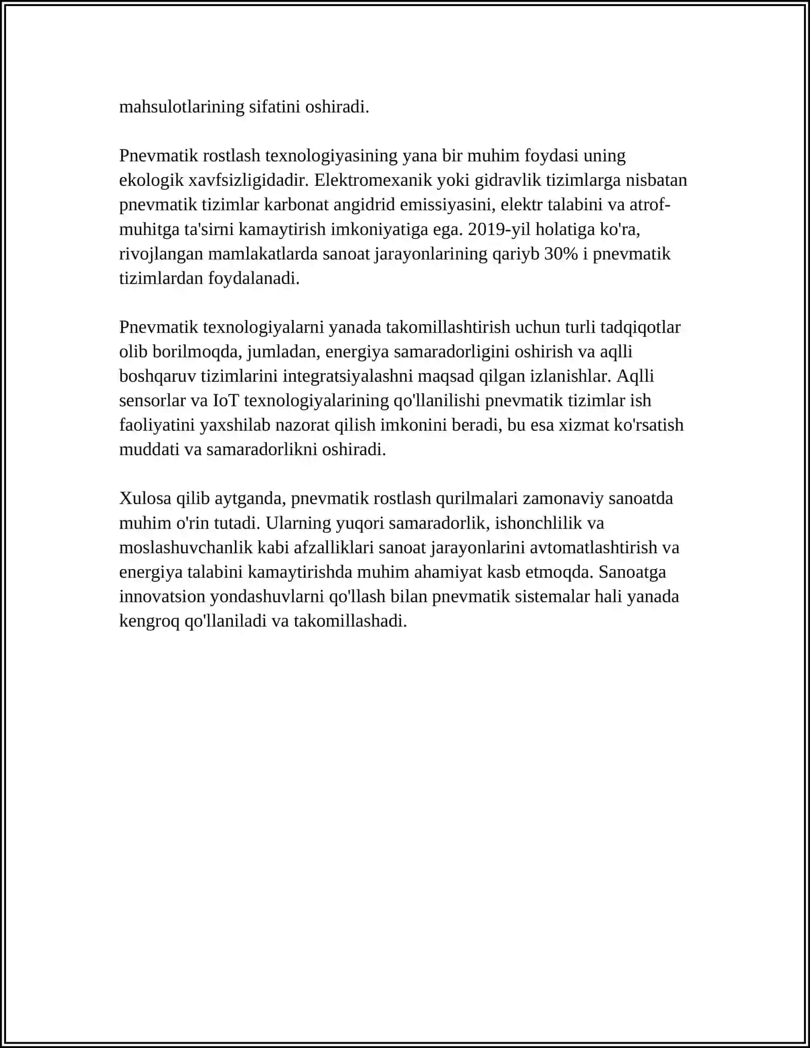 PNEVMATIK VA GIDRAVLIK ROSTLASH QURILMALARINI ISHLATILISHI, ULARNI STRUKTURAVIY SXEMALARI 4