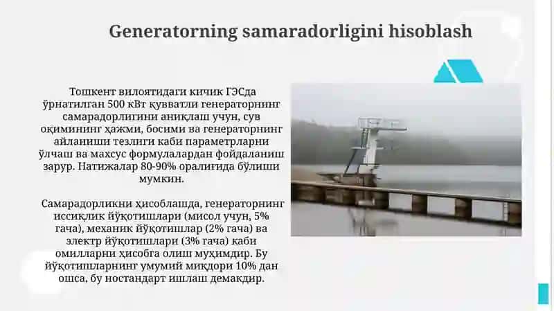 Kichik gidroelektr stansiyalarni quvvatini hisoblash 4