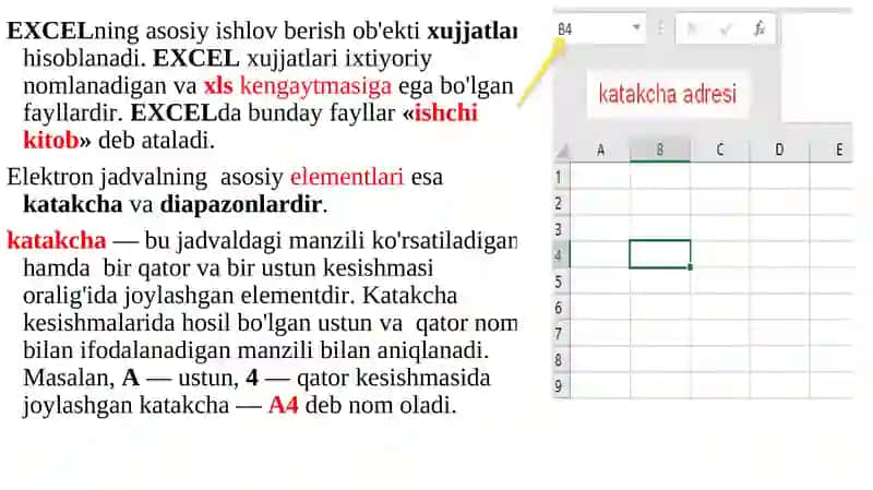 Elektron jadvallar bilan ishlash texnologiyasi 4