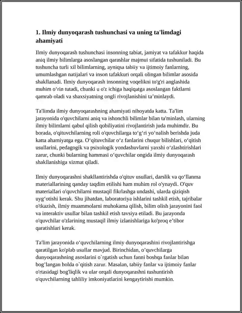 O‘QUVCHILARNING ILMIY DUNYOQARASHINI SHAKLLANTIRISH. AQLIY TARBIYA 4