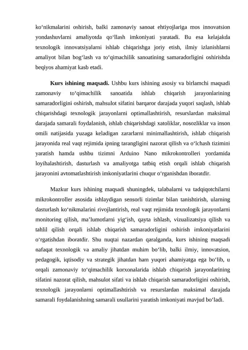 To’qish jarayonida ipning tarangligini o’lchash jarayonini Arduino Nano mikrokontroller yordamida sxemasini loyihalashtirish va dasturini yaratish 4