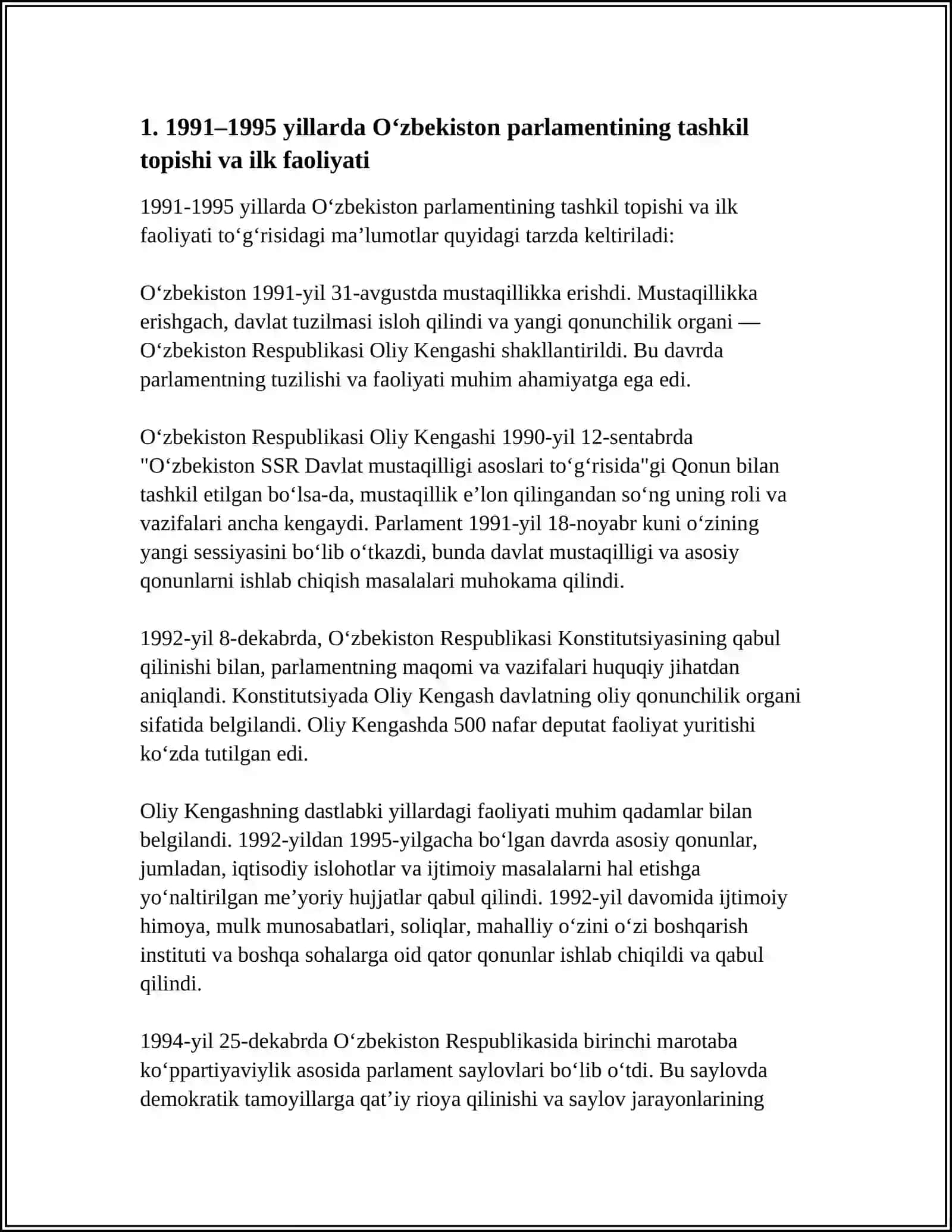MUSTAQILLIK YILLARIDA O‘ZBEKISTON PARLAMENTINING TARIXIY TARAQQIYOTI (1991-2025) 4