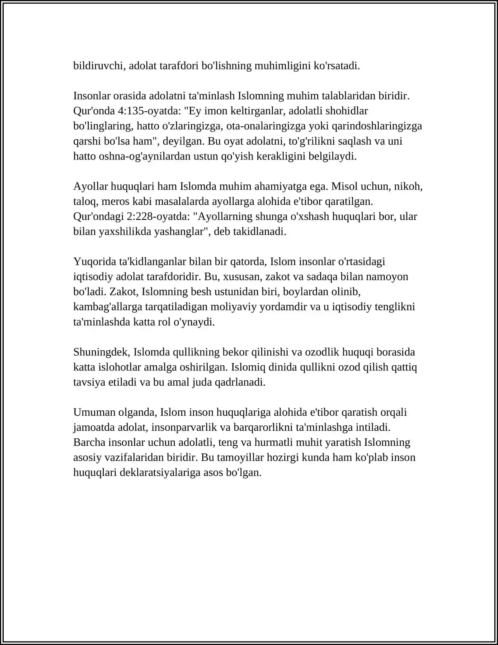 ISLOMDA INSON HUQUQLARA HIMOYASI IJTIMOIY TENGLIK, ADOLAT VA TOLERANTLIK 4