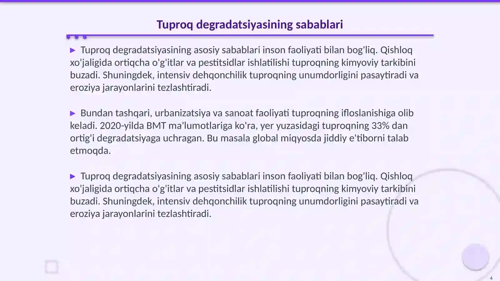 Tuproq degradatsiyasi muammolari va atrof-muhit muhofazasi 4