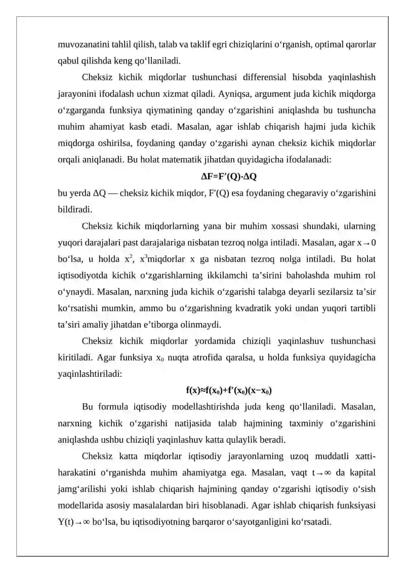 Cheksiz kichik va cheksiz katta miqdorlar va ularning xossalari 4