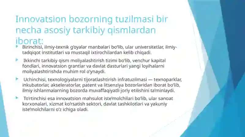 Innovatsion bozor yaratish va uning yangi texnologiyalarni rivojlantirishiga ta'sir 4