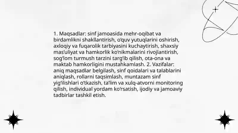 Sinf jamoasini tashkil etish va tarbiyalash 4
