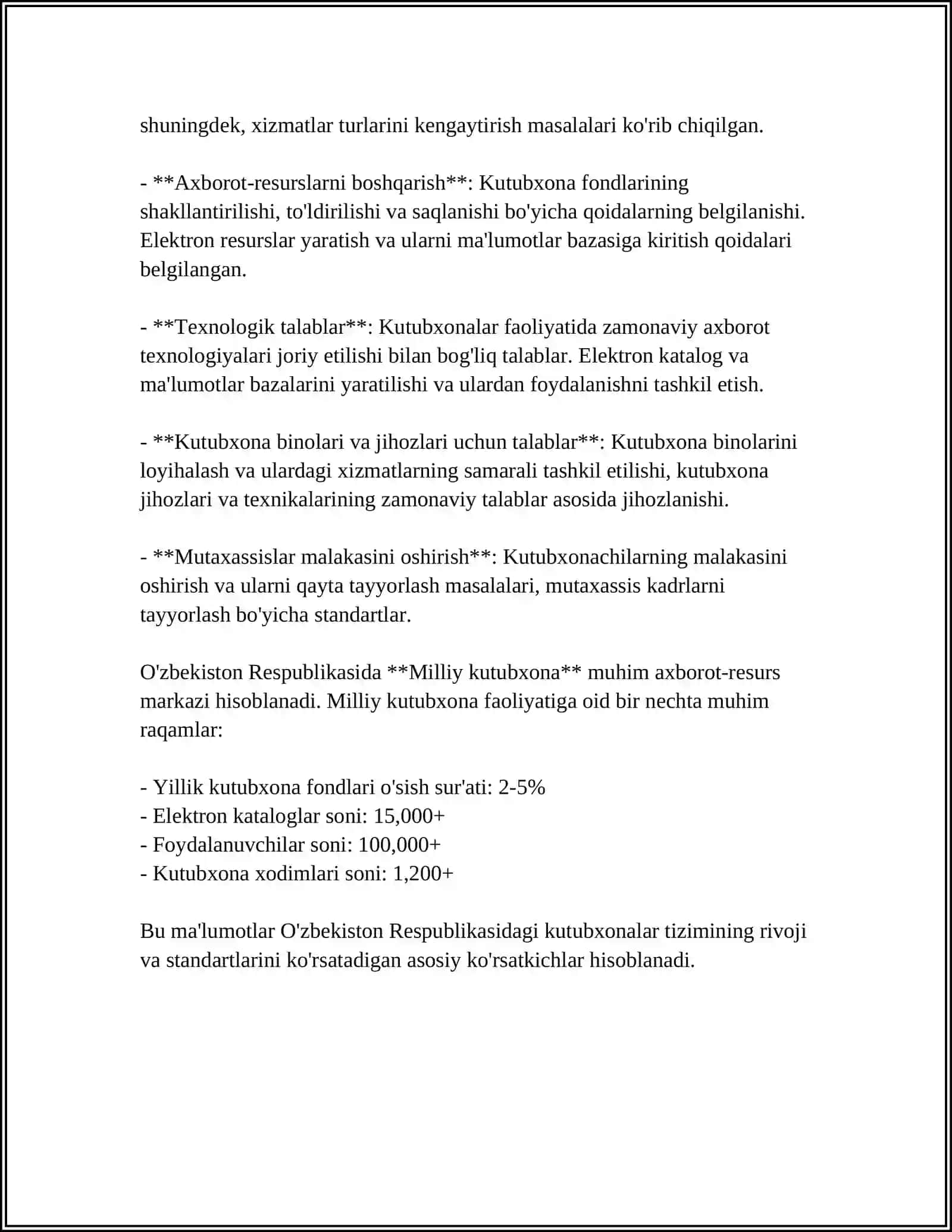 Meʼyoriy-huquqiy asos va milliy kutubxona standartlari 4