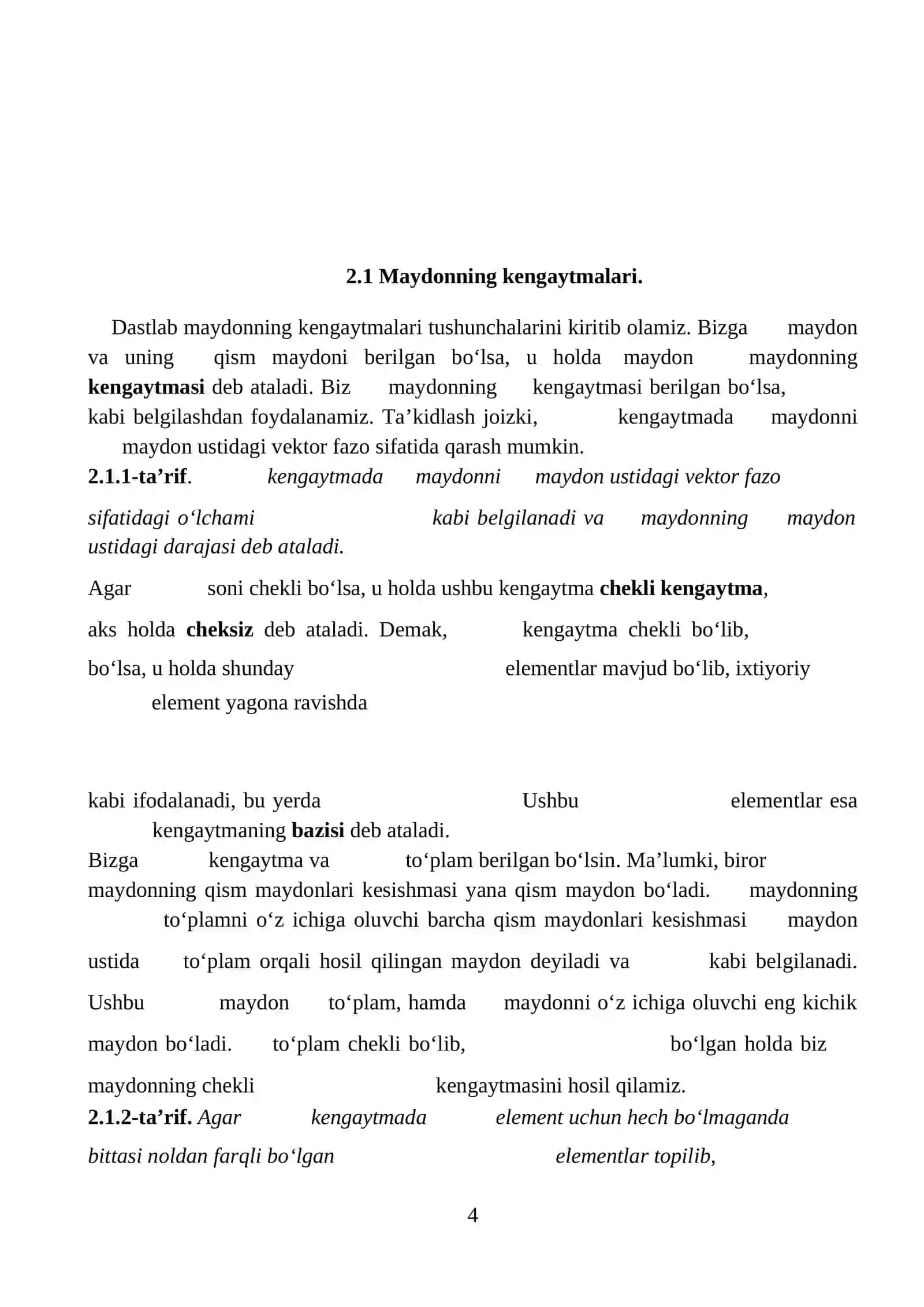 Maydon kengaytmalari 4
