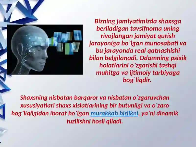 Shaxsning malaka va odatlari 4