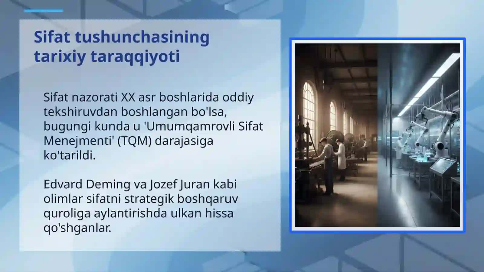 SIFAT MENEJMENTI TIZIMI: MUKAMMALLIK SARI YO'L 4